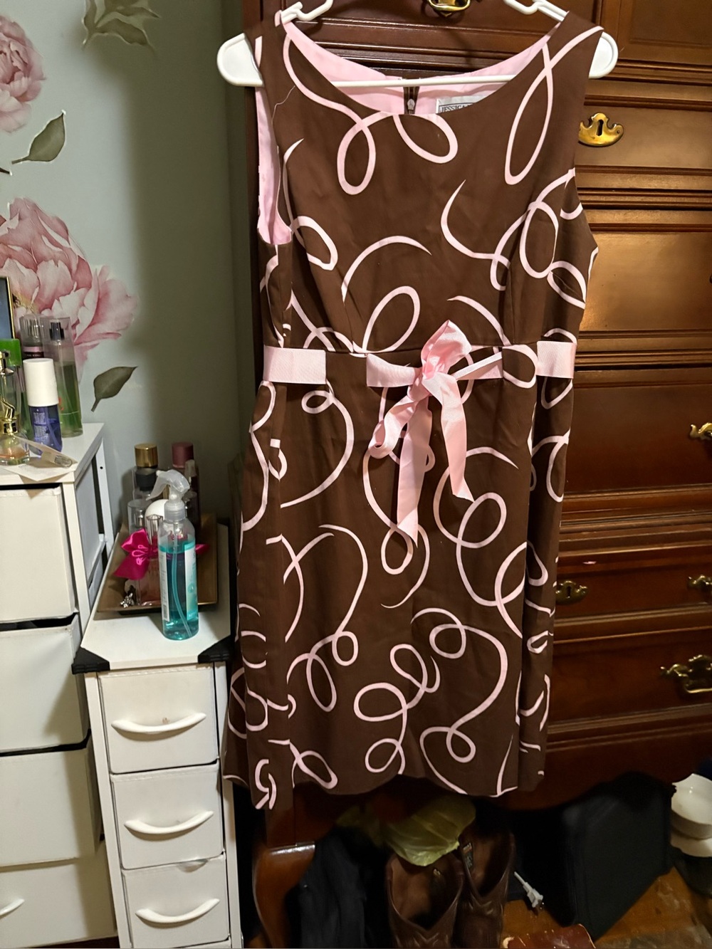 Jessica Howard  Brown & Pink Ribbon-Detail A-Line Skirt